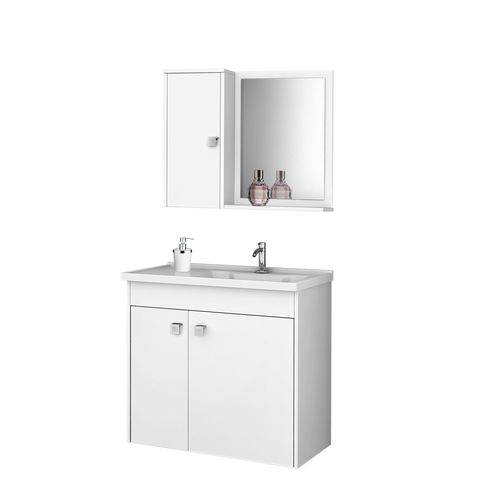 Gabinete para Banheiro com Cuba e Espelheira Munique Móveis Bechara Branco