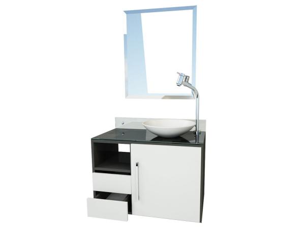Gabinete para Banheiro com Cuba e Espelho - 1 Porta 2 Gavetas VTec Sol
