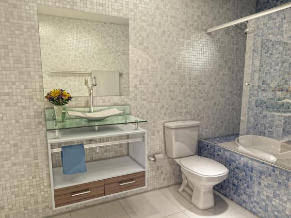 Tudo sobre 'Gabinete para Banheiro com Cuba e Espelho 3 Peças - Simples 2 Gavetas - VTec Pollux'