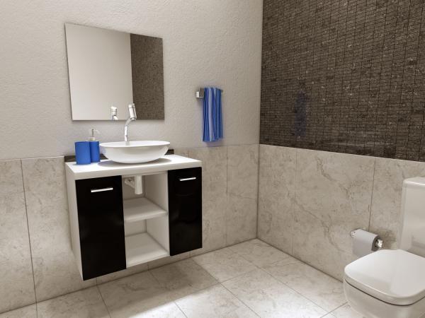 Gabinete para Banheiro com Cuba e Espelho 2 Portas - Vtec Gacrux
