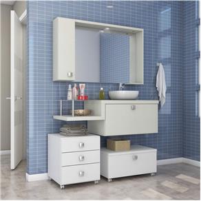 Gabinete para Banheiro com Espelheira Vicenza Celta Móveis Branco/Nogal Griss - Branco