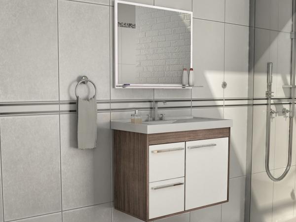 Gabinete para Banheiro com Espelho 1 Porta - 2 Gavetas Cerocha Procion
