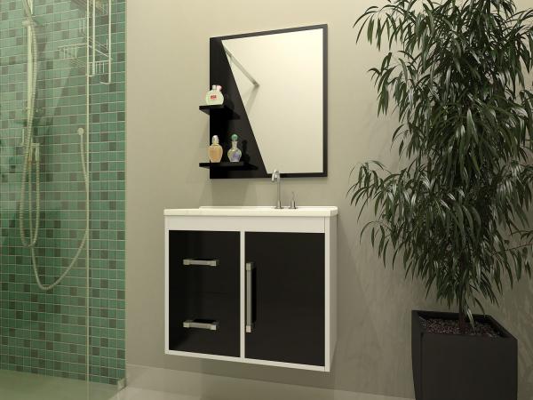 Gabinete para Banheiro com Espelho 1 Porta - 2 Gavetas - Móveis Bechara Madri