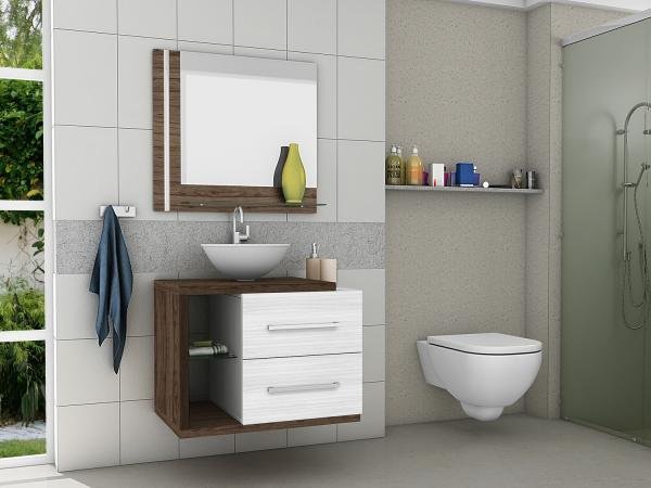 Gabinete para Banheiro com Espelho 2 Gavetas - Móveis Bechara Milão II