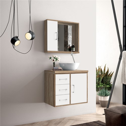 Tudo sobre 'Gabinete para Banheiro com Espelho Sevilha 53x60x40 Bali e Branco Astral Design'