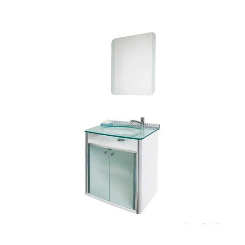 Gabinete para Banheiro Cris Classic 62,5cm com Lavatório Branco e Espelho Cris-metal