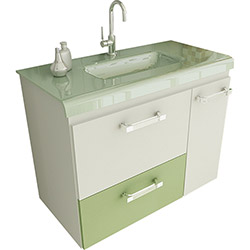 Gabinete para Banheiro 3 Gavetas Branco e Verde - Tomdo