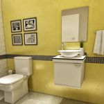 Gabinete para Banheiro Kami com Espelho e Cuba - Branco/preto - Premium Gabinetes