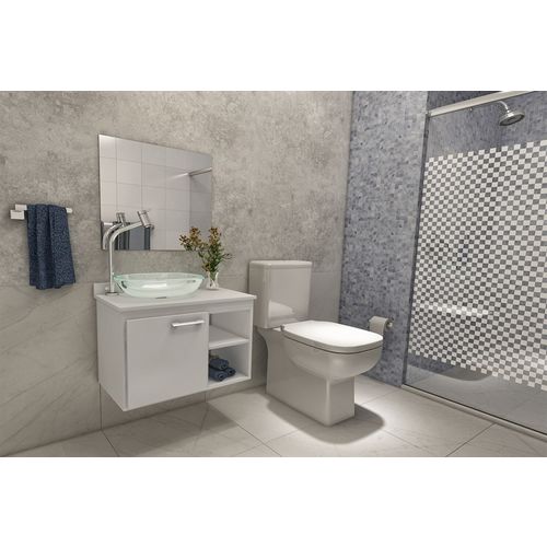Gabinete para Banheiro Kaze Branco com Espelho e Cuba - Premium Gabinetes