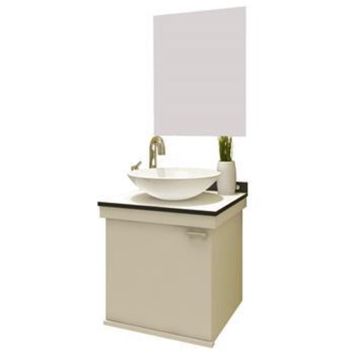 Gabinete para Banheiro Premium Kami com Espelho e Cuba - Branco/Preto