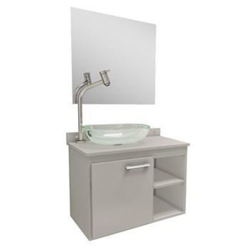 Gabinete para Banheiro Premium Kaze com 1 Porta, Espelho e Cuba - Branco