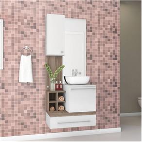 Gabinete para Banheiro Sem Cuba com Espelheira Ravenna Celta Móveis - BRANCO