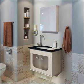 Gabinete para Banheiro Suspenso com Espelheira e Tampo de Granito Gaam Siena 56,8cm
