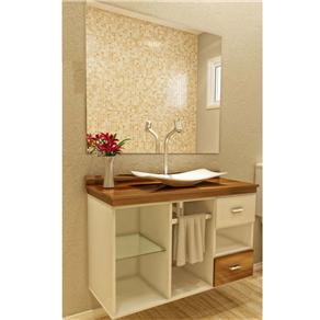 Gabinete para Banheiro Vtec Orion com Cuba e Espelho 57 X 80 X 40 Cm - Branco/Laca Palissandro