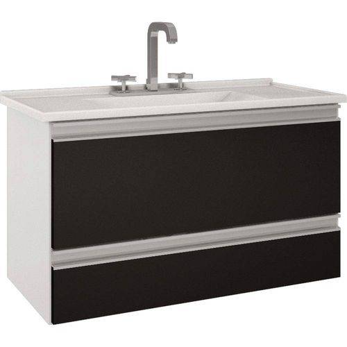 Gabinete Suspenso C/ Pia Treviso Branco e Preto 47.5x37.5x80.4 Cm