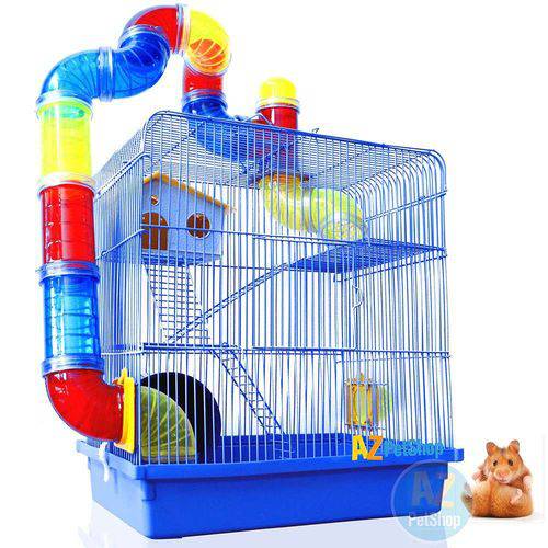 Tudo sobre 'Gaiola 3 Andares Completa para Hamster - Azul'