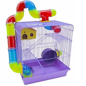 Gaiola Hamster com Labirinto 3 Andares Super Luxo Roxo