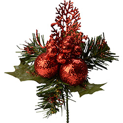 Galho Decorativo para Árvore de Natal Enfeites Vermelhos- Orb Christmas