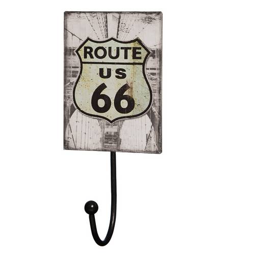 Tudo sobre 'Gancho de Parede com Placa Decorativa - Route 66 - Mart'