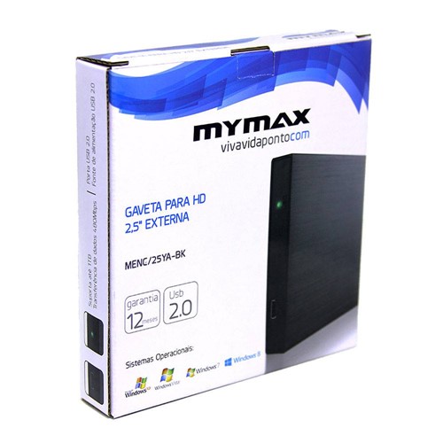 Gaveta P/ HD 2,5 Externa USB 2.0 Preto Menc/25Ya-Bk - Mymax