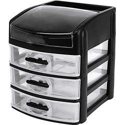 Tudo sobre 'Gaveteiro Organizer Mesa Plus Preto com 3 Gavetas Transparente - Mitro'