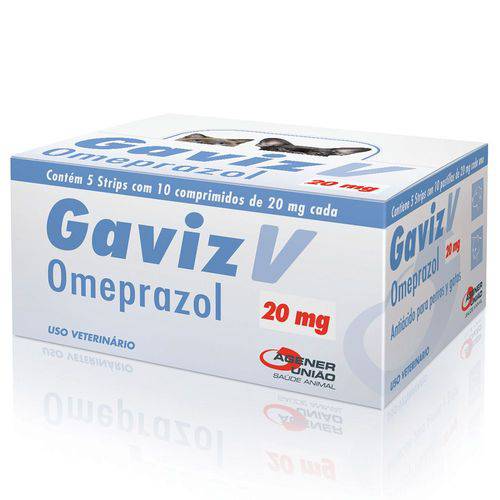 Gaviz V 20 Mg Omeprazol - Cães e Gatos -Cx com 5 Cartelas com 10 Compr