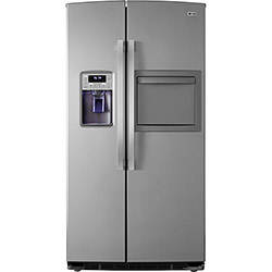 Tudo sobre 'Geladeira/Refrigerador GE Side By Side 26 630L Dispenser Home Bar Inox'