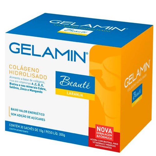Gelamin Beauté – Colágeno Hidrolisado 30 Sachês - Laranja