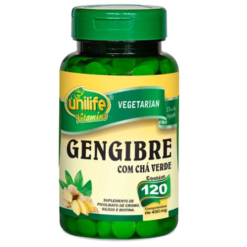 Gengibre C/ Chá Verde Unilife - 400mg 120 Comprimidos