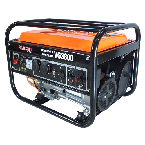 Gerador à Gasolina 208cc 7HP 4 Tempos 3.75 KVA Bivolt VG3800 - Vulcan