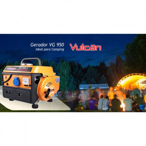 Gerador de Energia a Gasolina 950w Voltagem 220v 65 Cc 2.5 Hp Vulcan