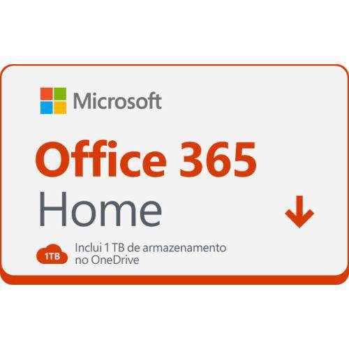 Tudo sobre 'Gift Card Digital Microsoft Office 365 Home com 1TB HD Virtual 12 Meses'