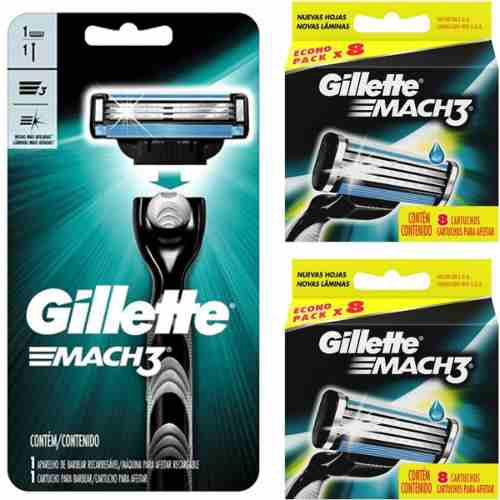 Gillette Mach3 Regular 16 Cartuchos + Aparelho Barbear