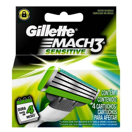 Gillette Mach 3 Sensitive - 04 Cartuchos