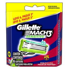 Gillette MACH3 Sensitive Leve 6 Pague 5 Kit Refil Barcelona