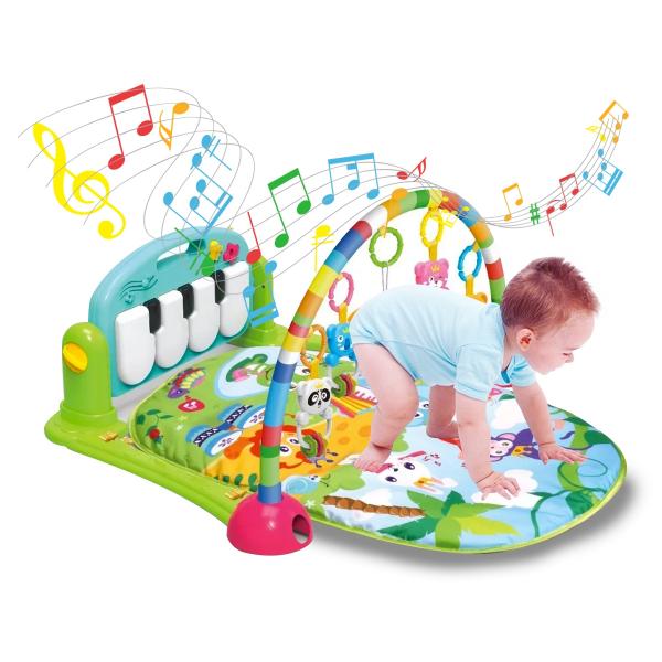 Ginásio com Tapete de Atividades Bebê Som e Luz - Piano Azul - Kitstar