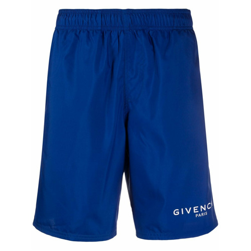 Givenchy Short de Natação com Estampa de Logo - Azul