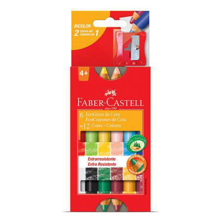 Giz de Cera Bicolor Ecogiz - HT141412 - com 12 Cores - Faber-Castell