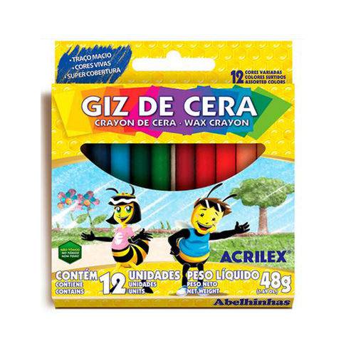 Giz de Cera com 12 Cores - Acrilex