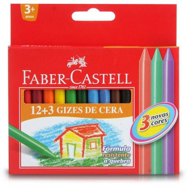 Giz de Cera Curto 12 + 3 Cores Neon - Faber Castell