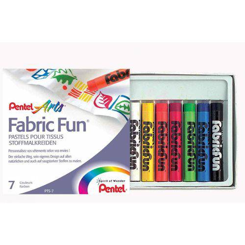 Giz Pastel Seco Pentel Fabric Fun 7 Cores Pts-7