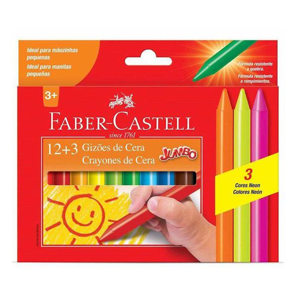 Gizao de Cera 12+3 Cores Neon Faber Castell - Faber-castell