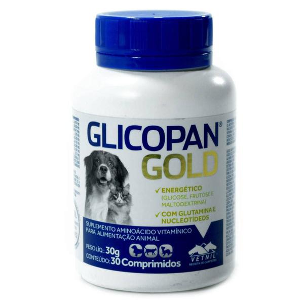 Glicopan Gold 30 Comp. Vetnil Suplemento P/ Animais