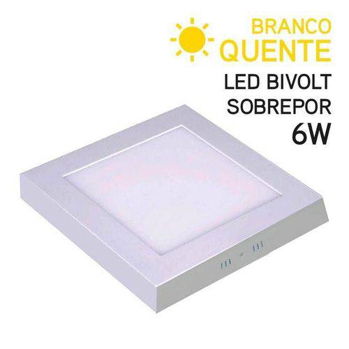 Global Plafon LED Sobrepor Quadrado 6W Bivolt Branco Quente 9,5cm