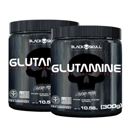 Glutamina 300g - Black Skull - 02 Potes (PROMOÇÃO)