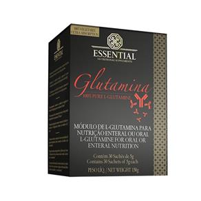 Glutamina 100% Pure L-Glutamine - Essential Nutrition - 30 Sachês (5g) - Sem Sabor