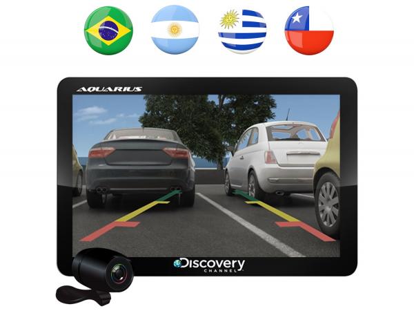GPS Automotivo Aquarius Discovery Channel Slim - Tela 4.3” Touch TV Digital com Câmera de Ré