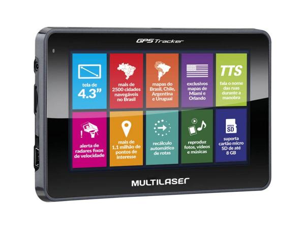 GPS Automotivo Multilaser Tracker III Tela 4.3” - Touch 2.500 Cidades Navegáveis