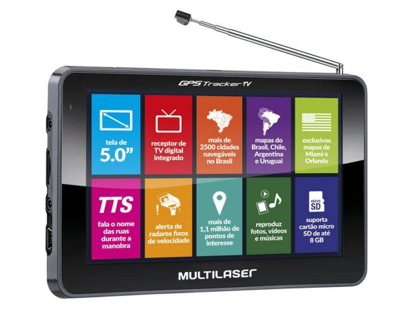 GPS Automotivo Multilaser Tracker TV Tela 5” Touch - TV Digital 2.500 Cidades Navegáveis