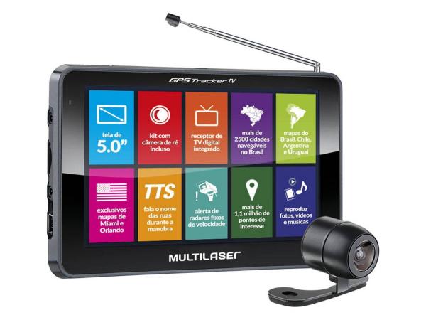 Tudo sobre 'GPS Automotivo Multilaser Tracker TV Tela 5” Touch - TV Digital com Câmera de Ré 2.500 Cidades Navegáve'
